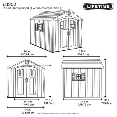 8 ft x 10 ft Outdoor Storage Shed 340 – Steel-Reinforced Dual-Wall HDPE Garden Shed with Window