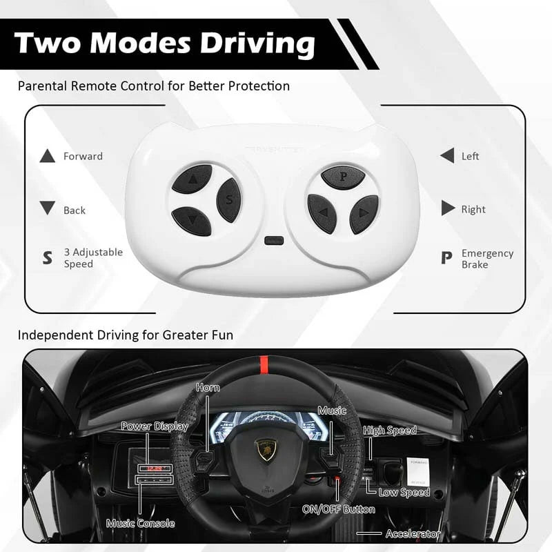 Licensed Lamborghini SVJ 12V Kids Ride-On Car – Electric Sports Car with Remote, Trunk, Music & LED Lights