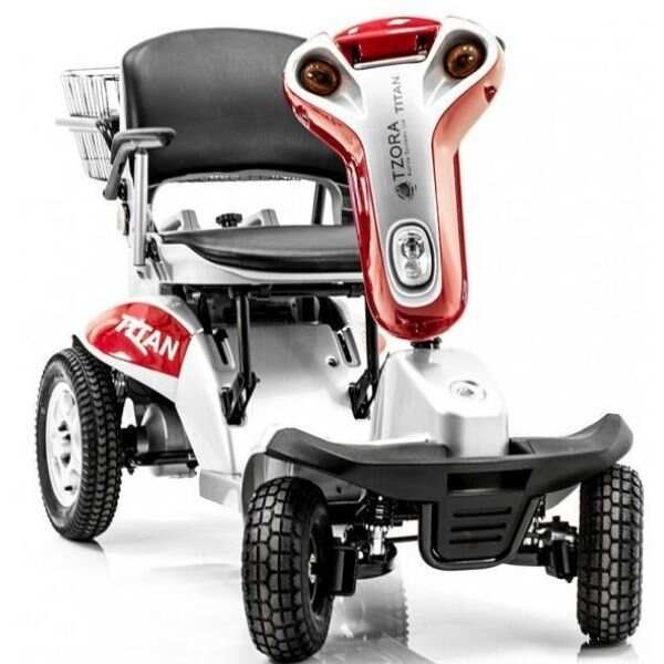 Tzora Titan Hummer XL Folding 4-Wheel Mobility Scooter – 15.5 Mile Range, 6.8 mph (Silver)