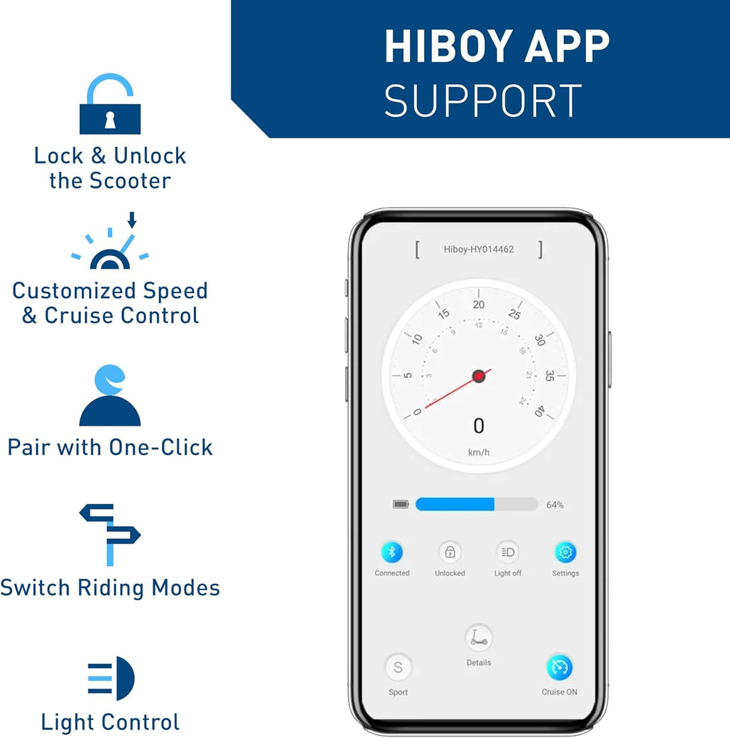 Hiboy S2 Pro Folding Electric Scooter for Adults – 500W Motor, 10" Solid Tyres, 25-Mile Range, 19 mph