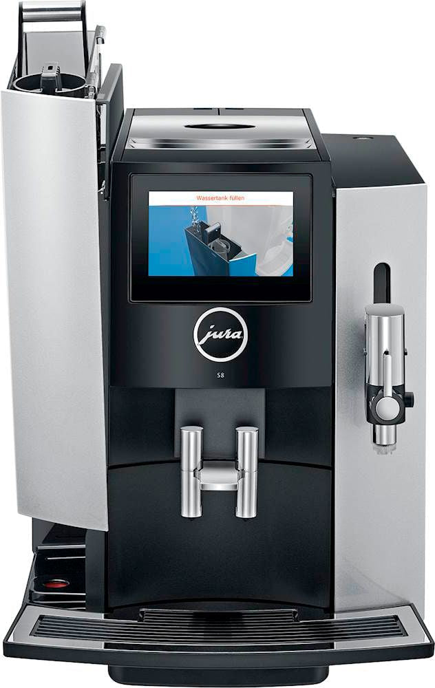 JURA S8 Automatic Espresso Machine – Moonlight Silver, 15 Bars, 4.3 in Touchscreen, Fine Foam Frother