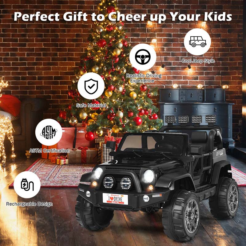 12V 2-Seater Kids Ride-On Truck with Remote Control, Storage, LED Lights and Music, Ages 3+