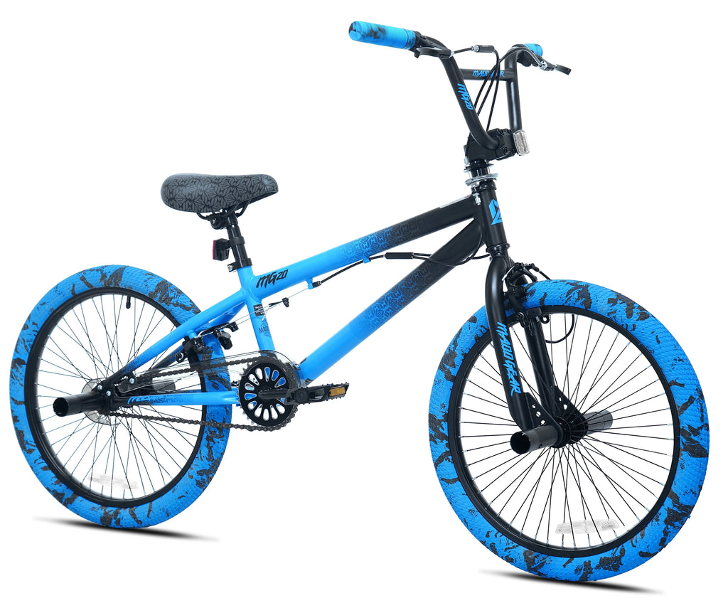 Kent Madd Gear 20" Kids' Freestyle Bike – Blue/Black BMX for Ages 7-13 with Pegs