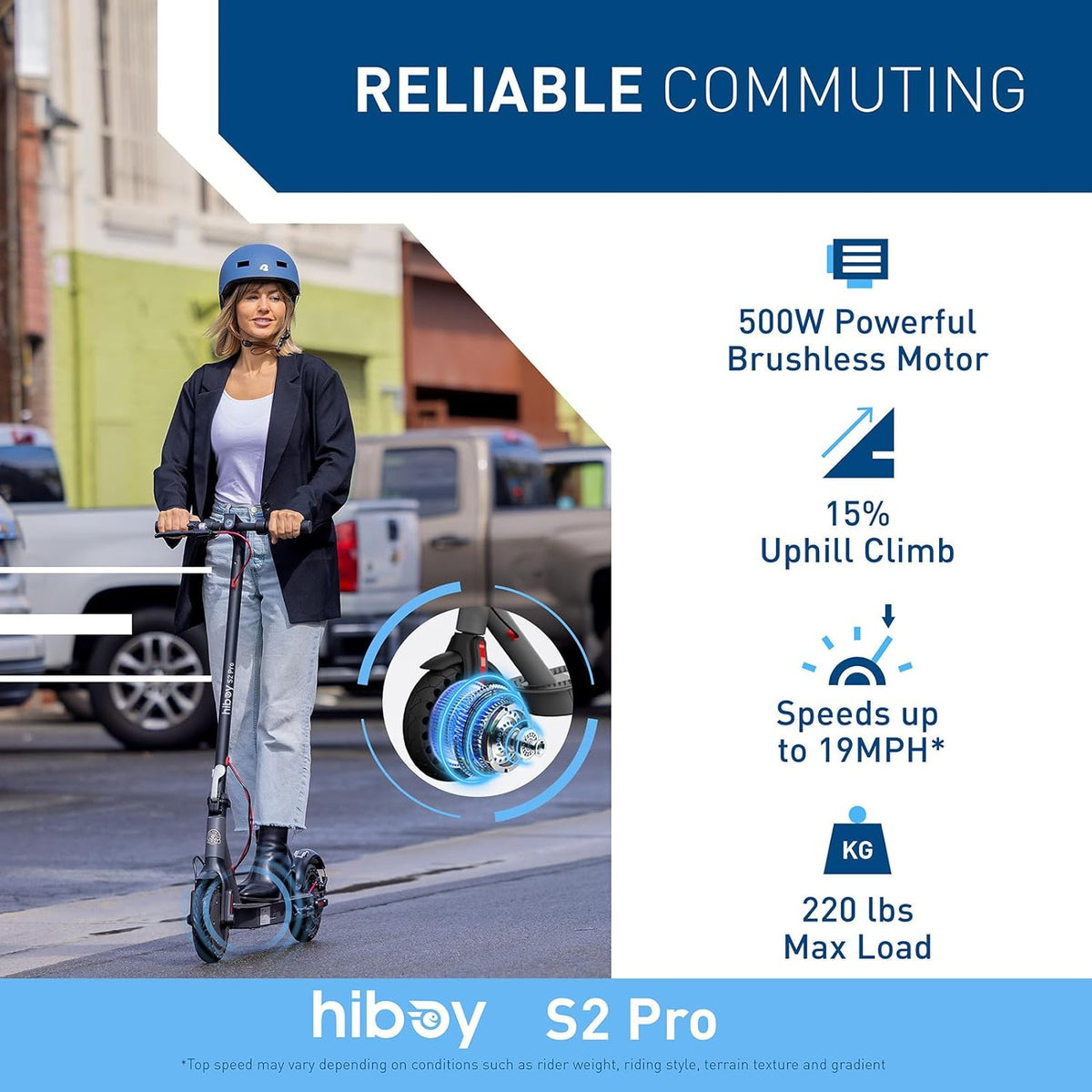 Hiboy S2 Pro Folding Electric Scooter for Adults – 500W Motor, 10" Solid Tyres, 25-Mile Range, 19 mph