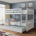 Solid wood full-over-full bunk bed with trundle and safety ladder