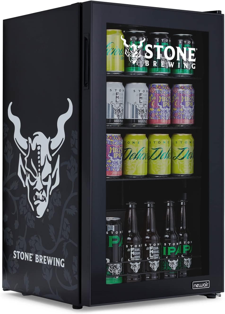 NewAir 126 Can Beverage Refrigerator – Freestanding Mini Fridge, Glass Door, LED, 7 Settings