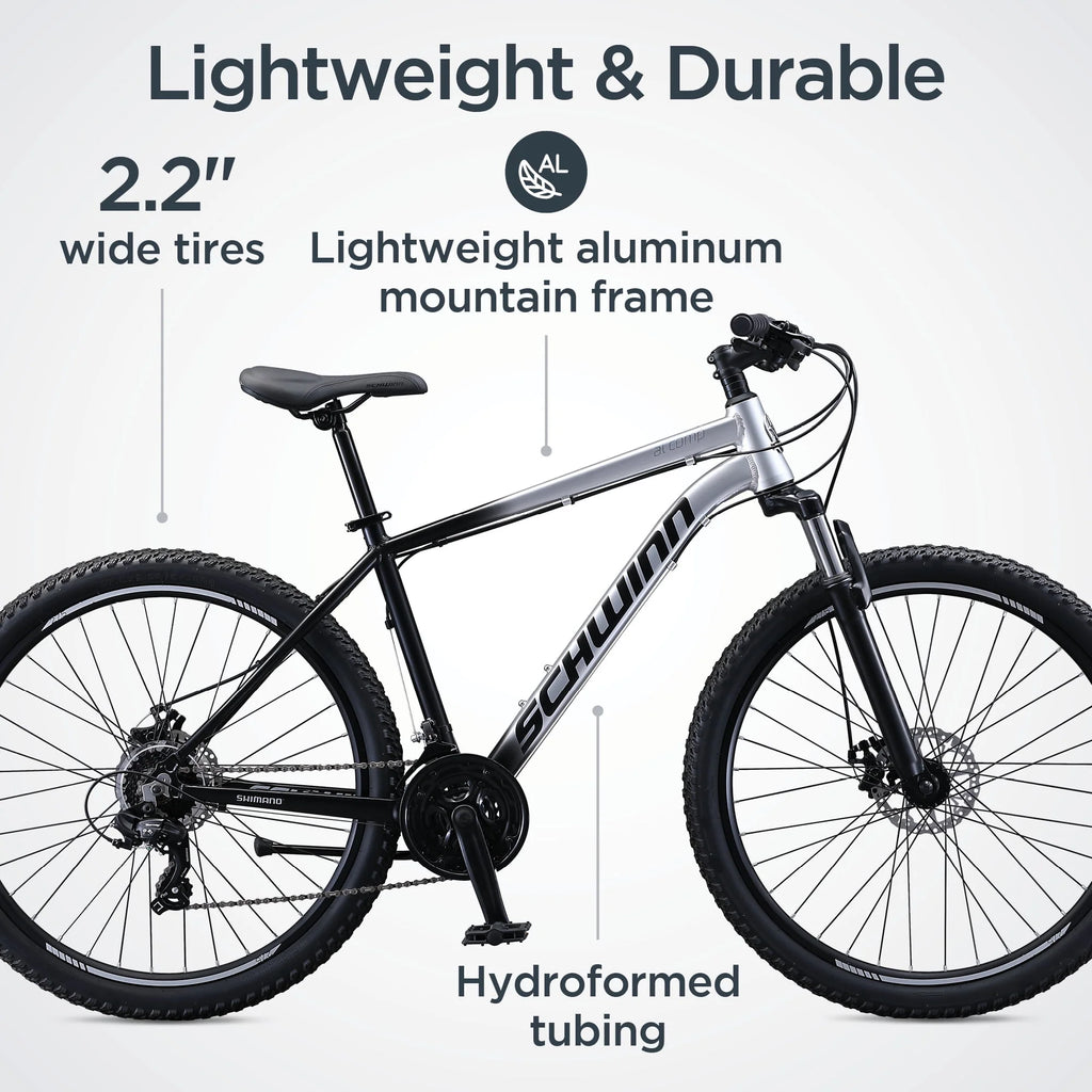 Schwinn AL Comp Men's Mountain Bike, 27.5" Wheels, 21-Speed, Grey Aluminium Frame