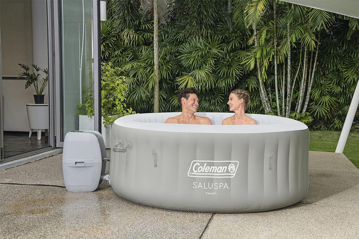 Coleman Inflatable Hot Tub Spa – 140 Bubble Jets, 242 gal, Heated, Pump & Cover, Fits 4