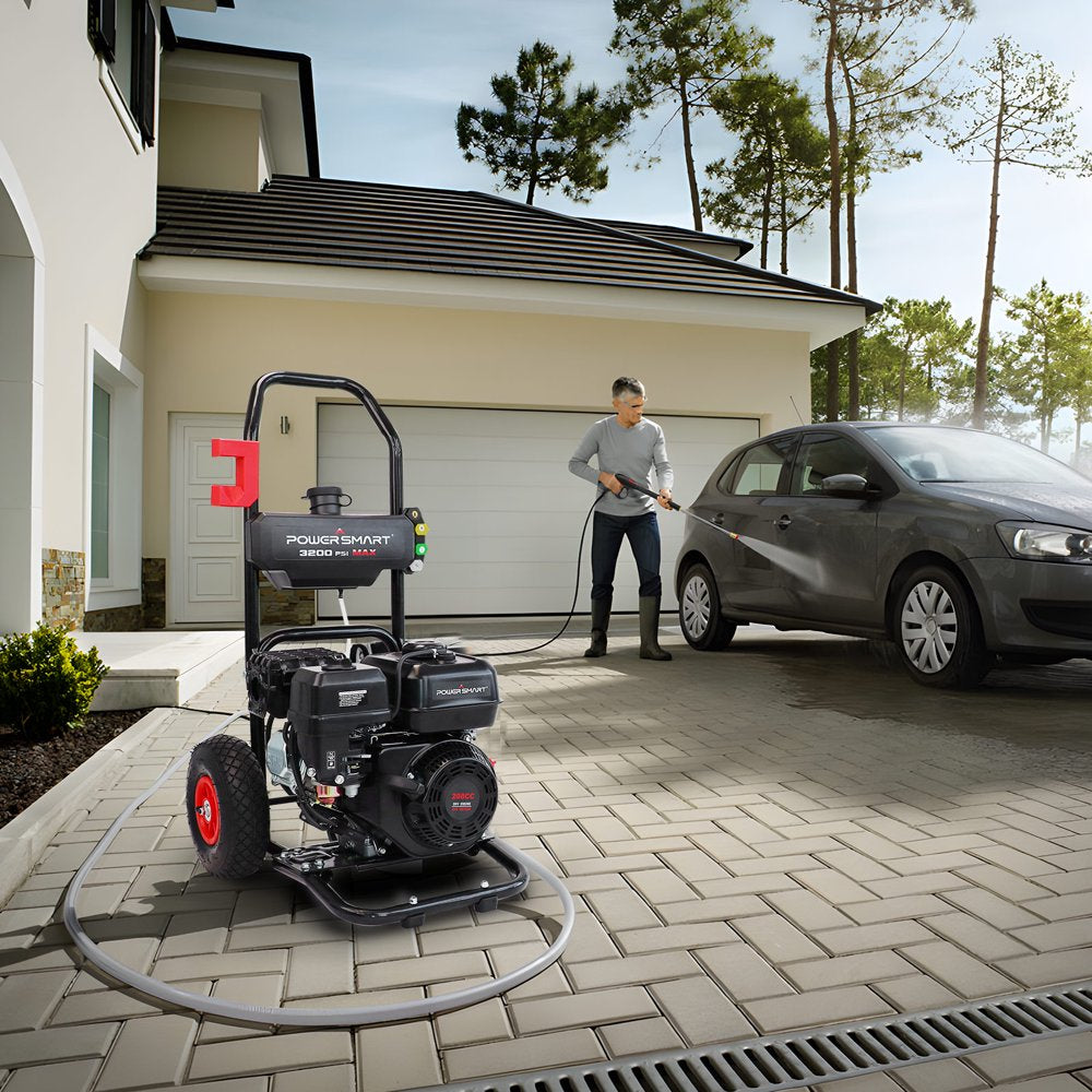 PowerSmart 3200 PSI Gas Pressure Washer – 208cc 4-Stroke OHV, 2.5 GPM, 5 Nozzles & 25 ft Hose