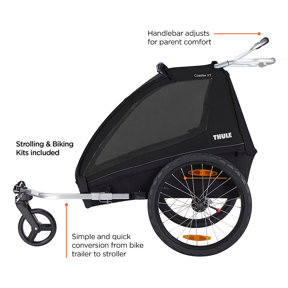 Thule Coaster XT 2-Seat Bicycle Trailer & Convertible Stroller, Black