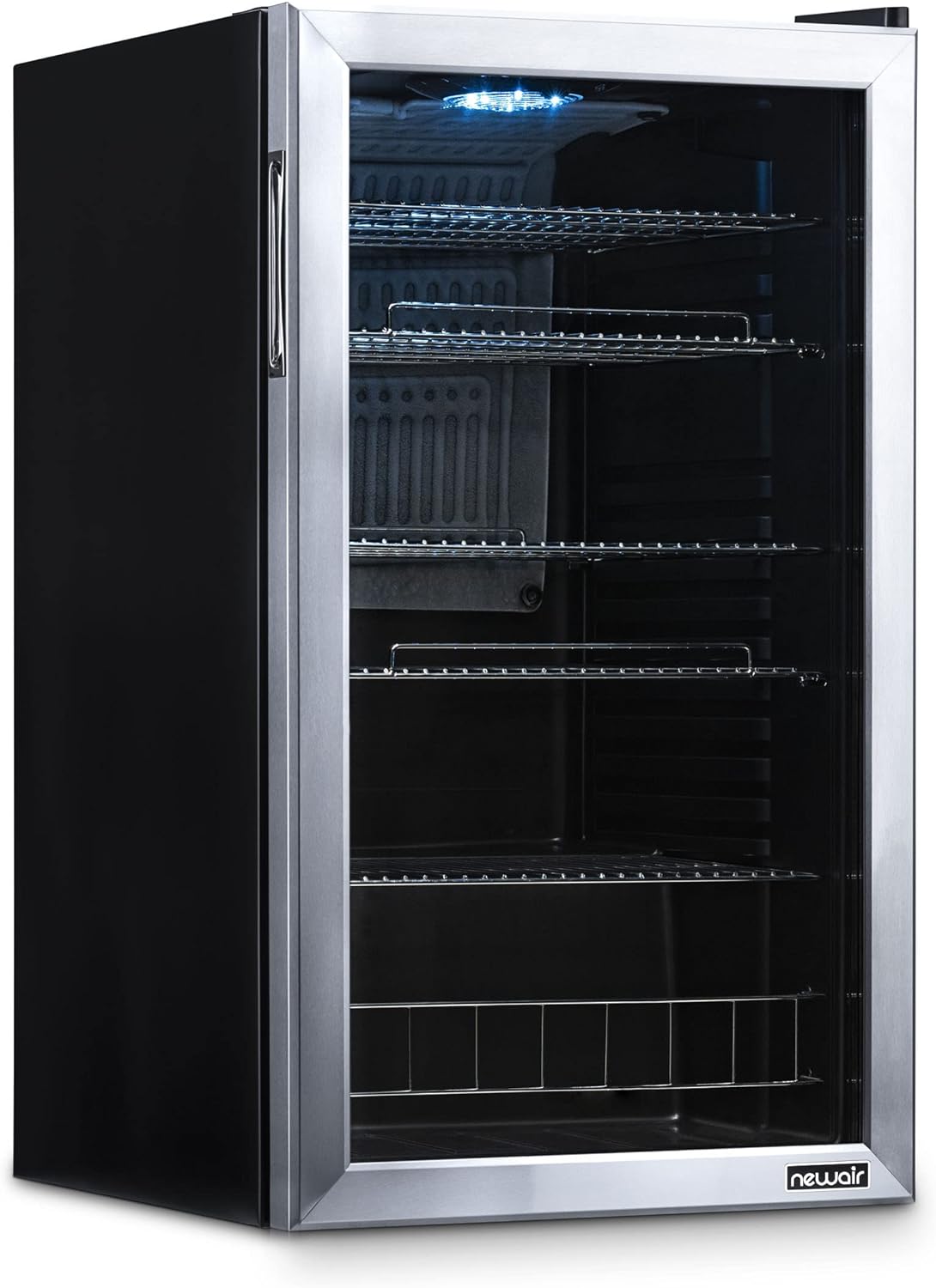 NewAir 126 Can Beverage Refrigerator – Freestanding Mini Fridge, Glass Door, LED, 7 Settings