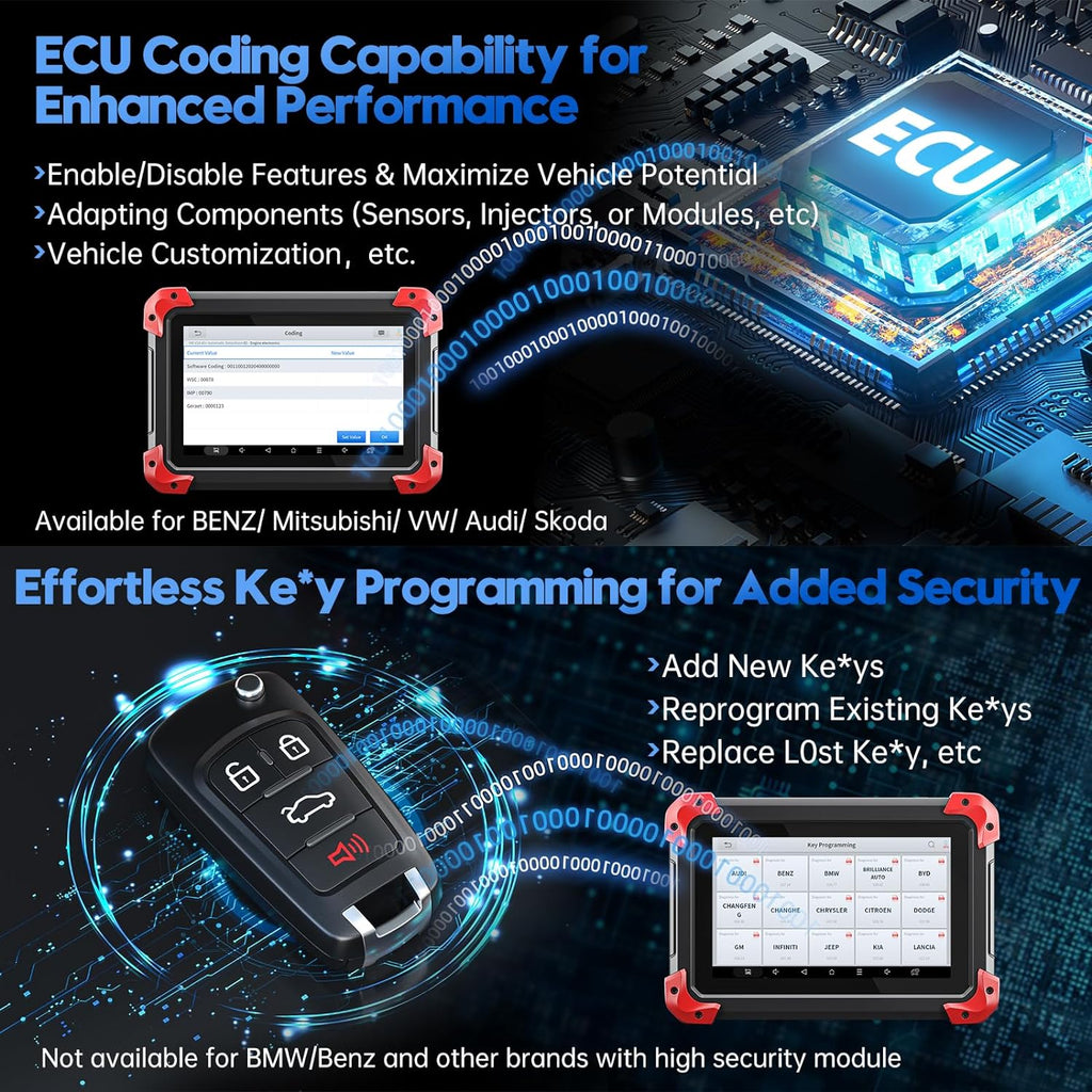 XTOOL D7 2026 Bidirectional OBD2 Scanner – ECU Coding, All-System Diagnostics, 36+ Resets, Key Programming