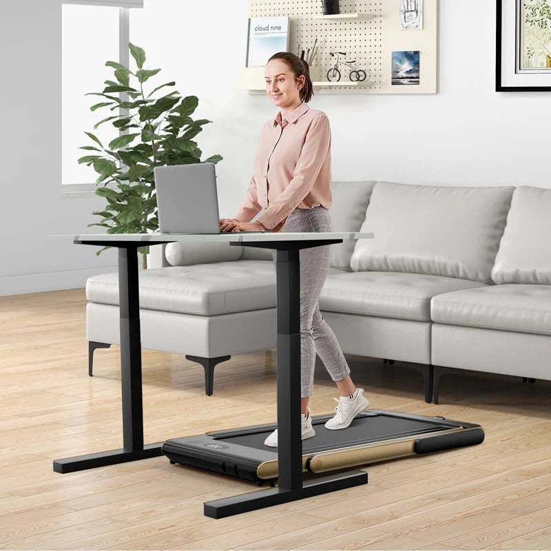 2-in-1 Folding Under Desk Treadmill – 2.25 HP, 0.6–7.5 mph, App, Speaker & Remote