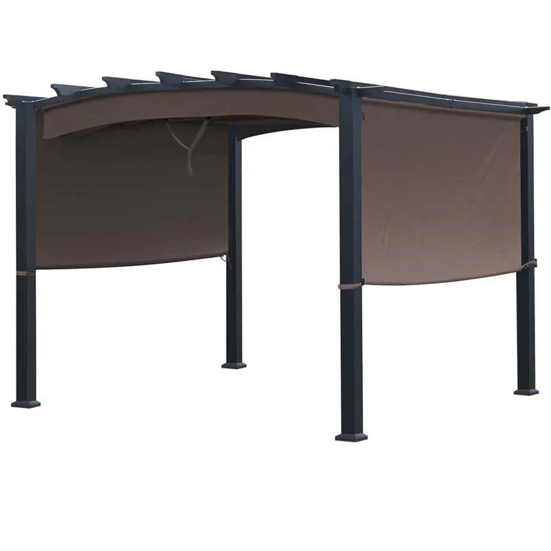 10 x 10 ft Heavy-Duty Steel Pergola with 3 Retractable Canopies – Outdoor Sun Shade for Deck, Garden & Patio