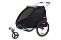 Black Thule Coaster XT two-seat bicycle trailer and stroller
