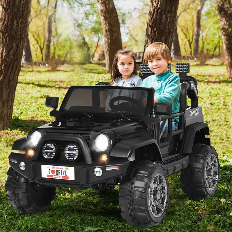 12V 2-Seater Kids Ride-On Truck with Remote Control, Storage, LED Lights and Music, Ages 3+