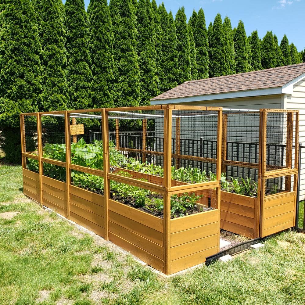 Outdoor Living Today 8 ft x 16 ft Cedar Raised Garden Bed with Deer Fence, RB816DFO