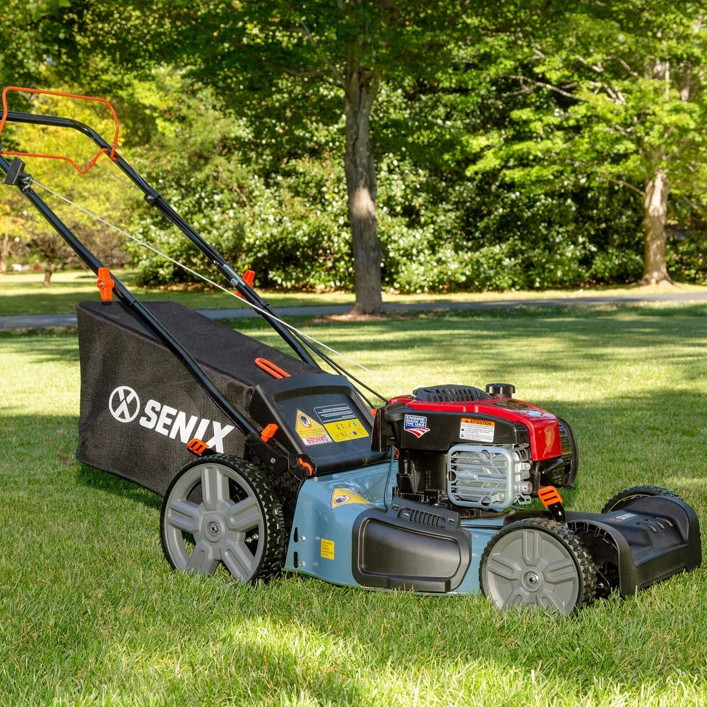 SENIX LSSG-M1 Self-Propelled Petrol Lawn Mower – 21 in Cut, 150cc Briggs & Stratton 4-Cycle Engine, 3-in-1, Blue