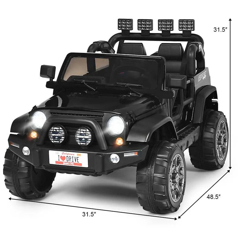 12V 2-Seater Kids Ride-On Truck with Remote Control, Storage, LED Lights and Music, Ages 3+