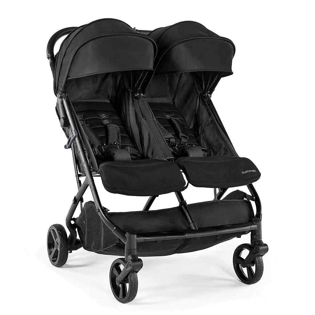 Summer 3Dpac CS+ Double Stroller – Lightweight Car-Seat-Compatible Twin Pushchair, One-Hand Fold, Black