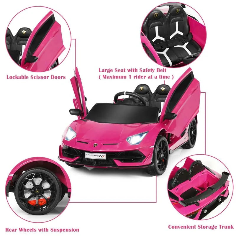 Licensed Lamborghini SVJ 12V Kids Ride-On Car – Electric Sports Car with Remote, Trunk, Music & LED Lights