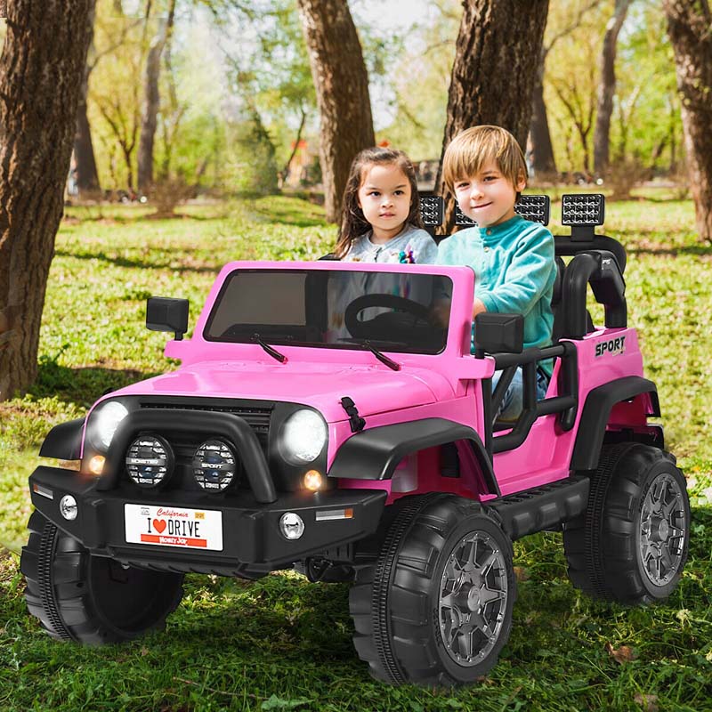12V 2-Seater Kids Ride-On Truck with Remote Control, Storage, LED Lights and Music, Ages 3+