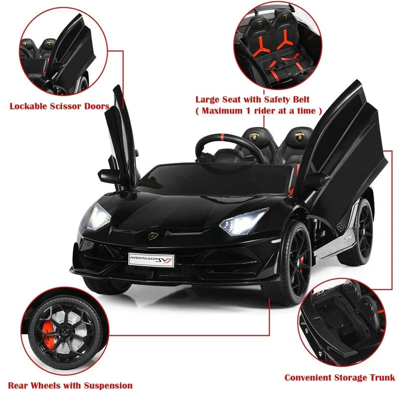 Licensed Lamborghini SVJ 12V Kids Ride-On Car – Electric Sports Car with Remote, Trunk, Music & LED Lights