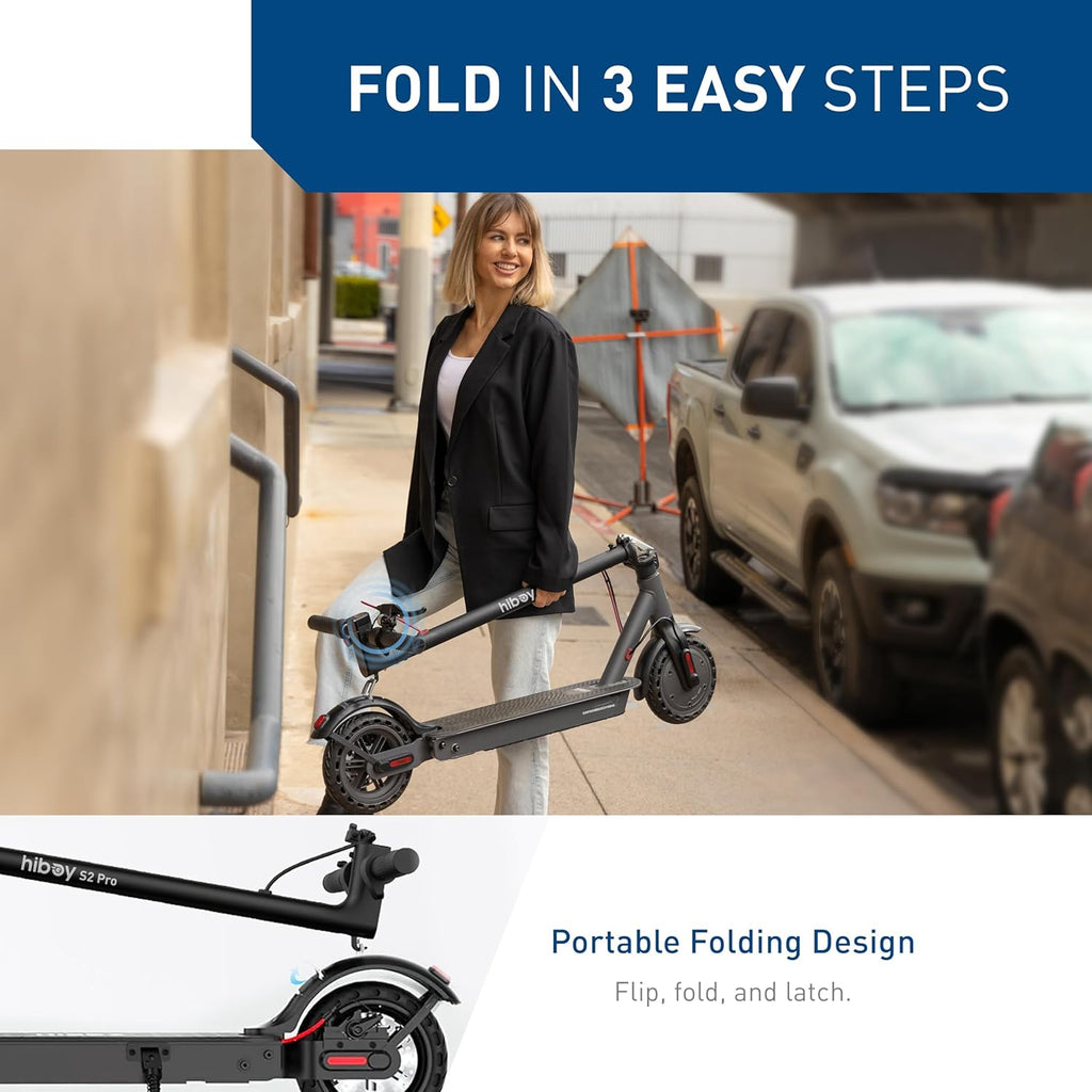 Hiboy S2 Pro Folding Electric Scooter for Adults – 500W Motor, 10" Solid Tyres, 25-Mile Range, 19 mph
