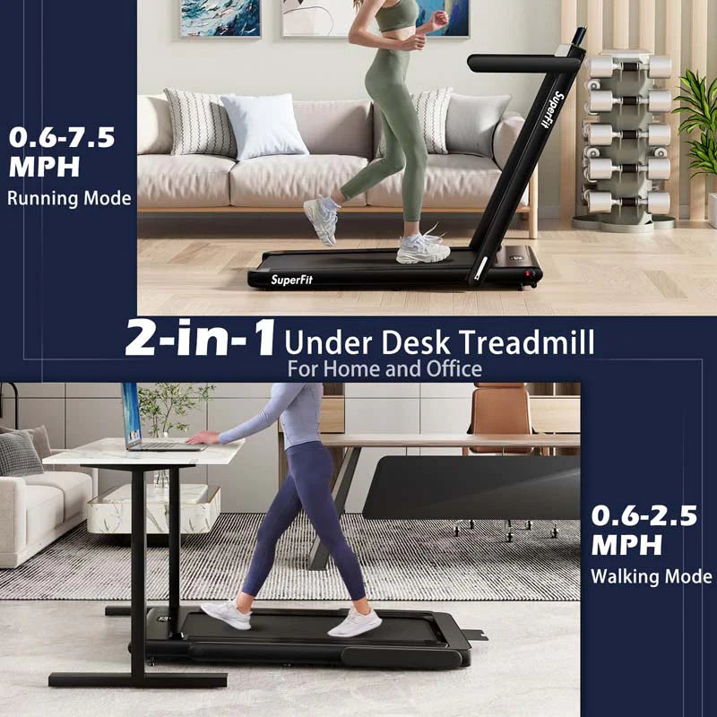 2-in-1 Folding Under Desk Treadmill – 2.25 HP, 0.6–7.5 mph, App, Speaker & Remote