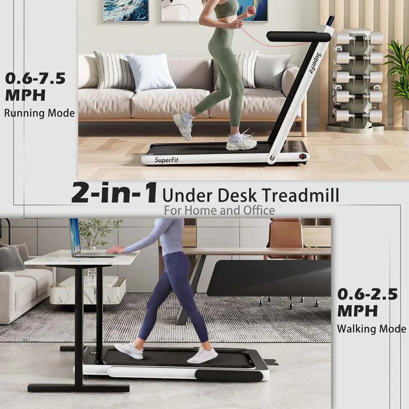 2-in-1 Folding Under Desk Treadmill – 2.25 HP, 0.6–7.5 mph, App, Speaker & Remote