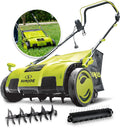Green AJ805E 15-inch electric dethatcher and scarifier with collection bag