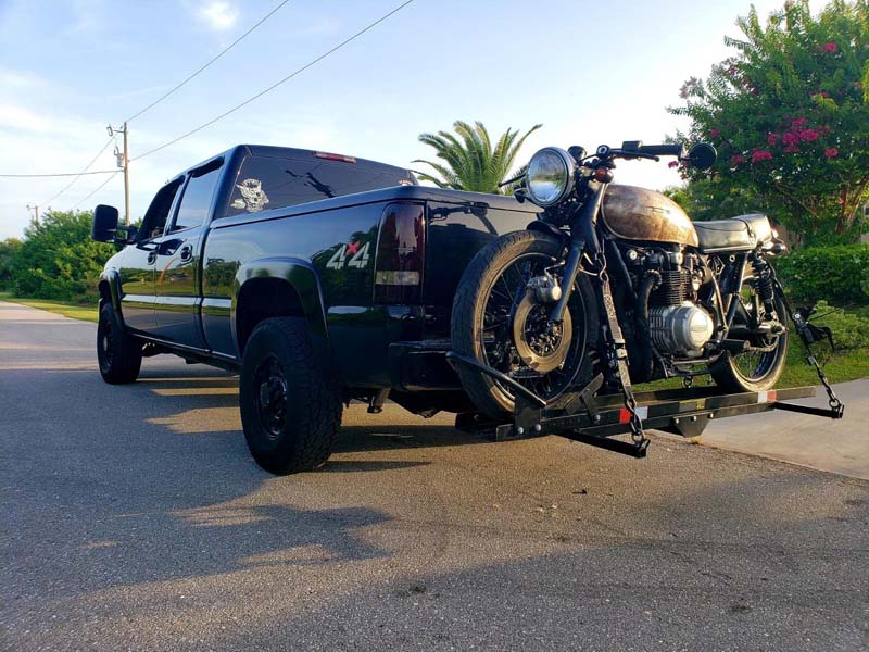 600 lb Heavy-Duty Motorcycle Hitch Carrier – 2" Receiver, Loading Ramp & Straps