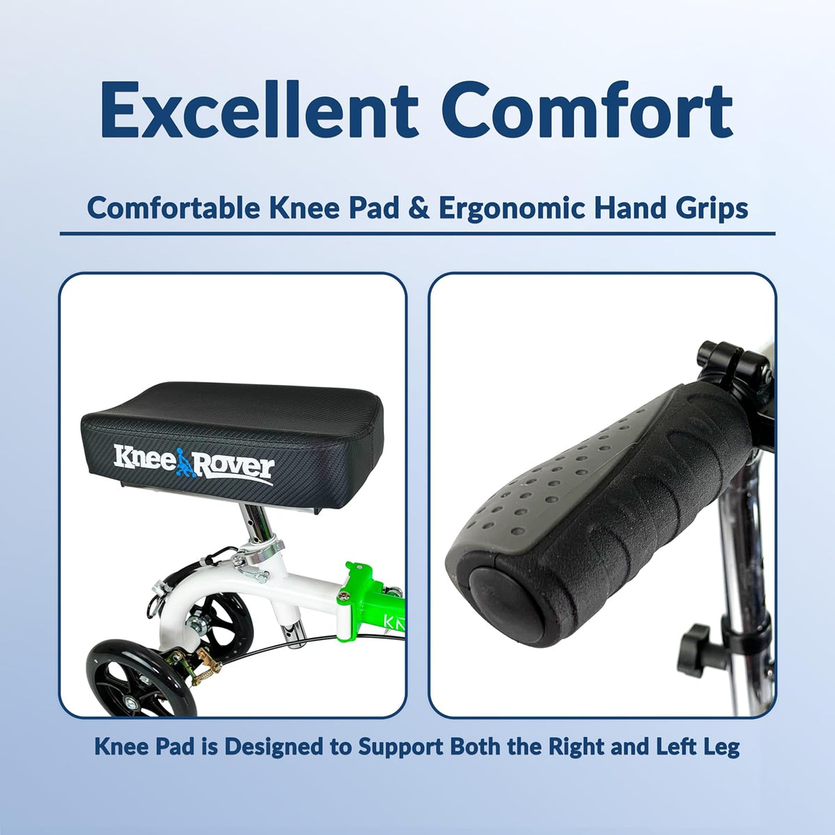 KneeRover GO HYBRID All-Terrain Knee Scooter – Compact Foldable Knee Walker for Foot & Ankle Recovery, Green