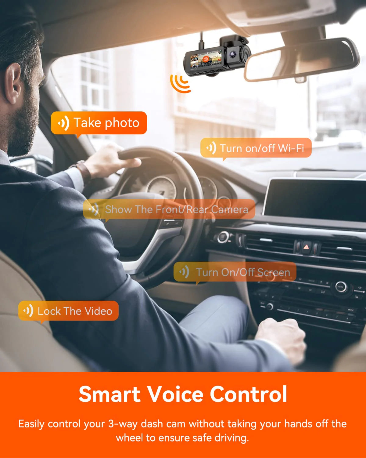 Vantrue N4 Pro 3-Channel 4K WiFi Dash Cam - STARVIS 2 Front/Cabin/Rear Camera, GPS, Night Vision, Voice Control