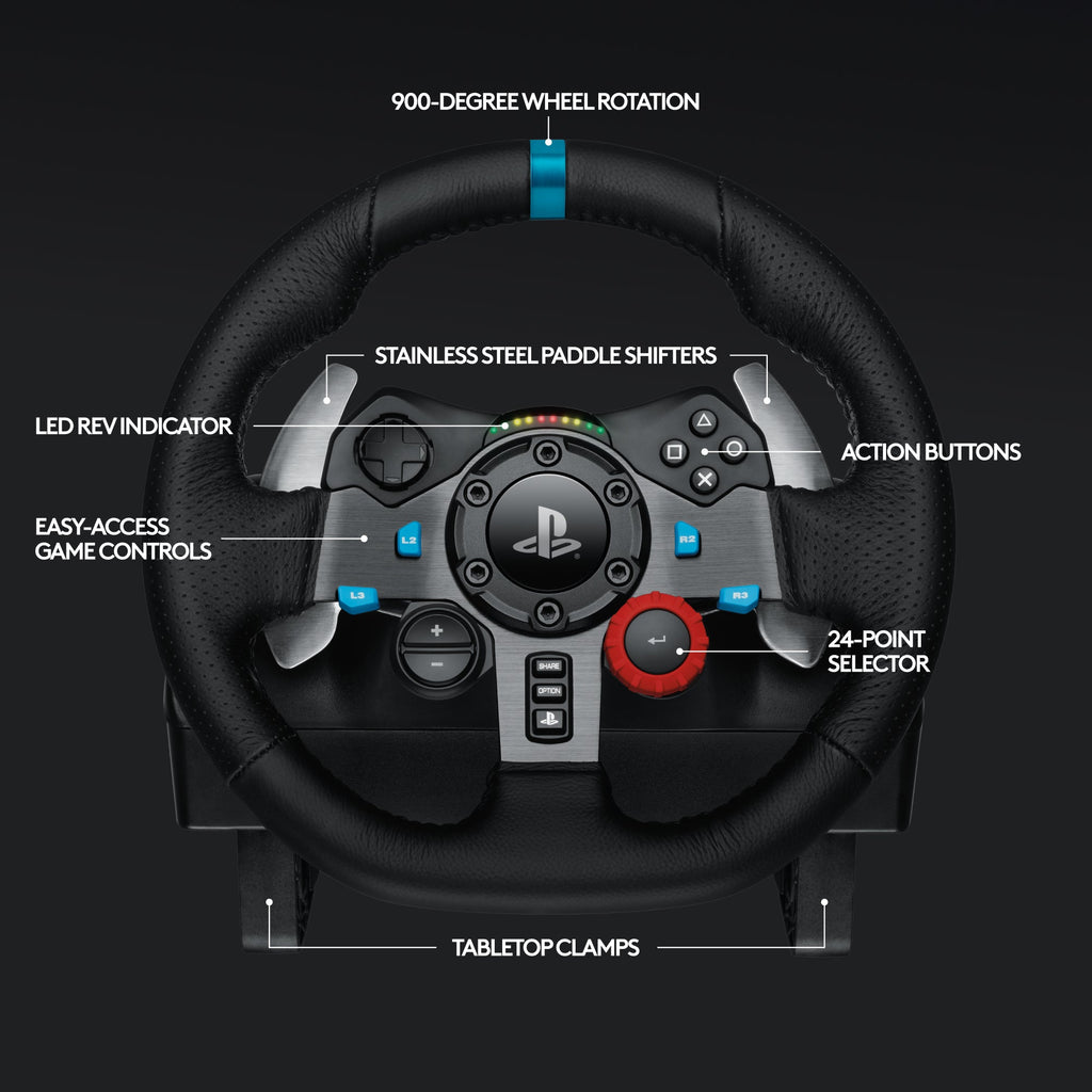 Logitech G29 Driving Force Racing Wheel & Floor Pedals – Black for PS5, PS4, PC and Mac
