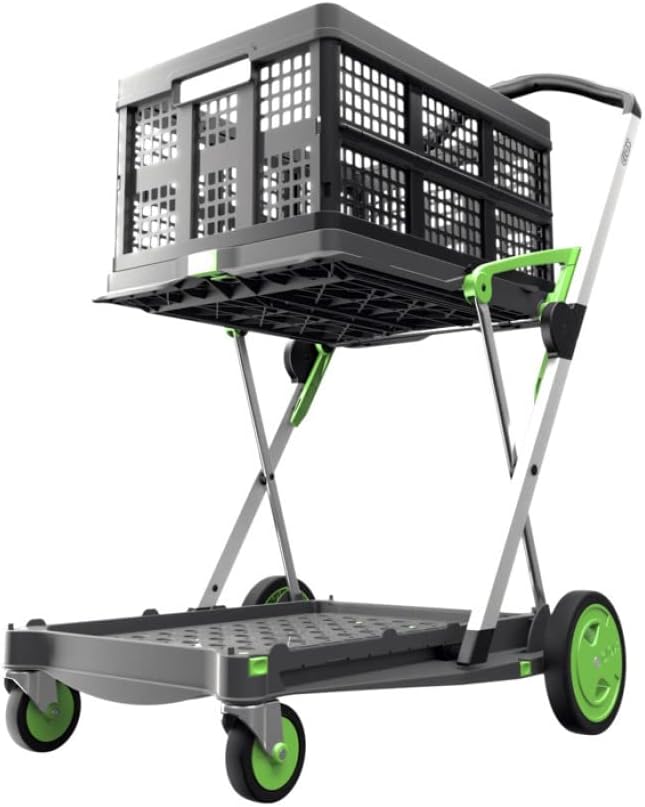 CLAX Folding Collapsible Transport Trolley – Aluminium Frame, Storage Crate, 132 lb Load