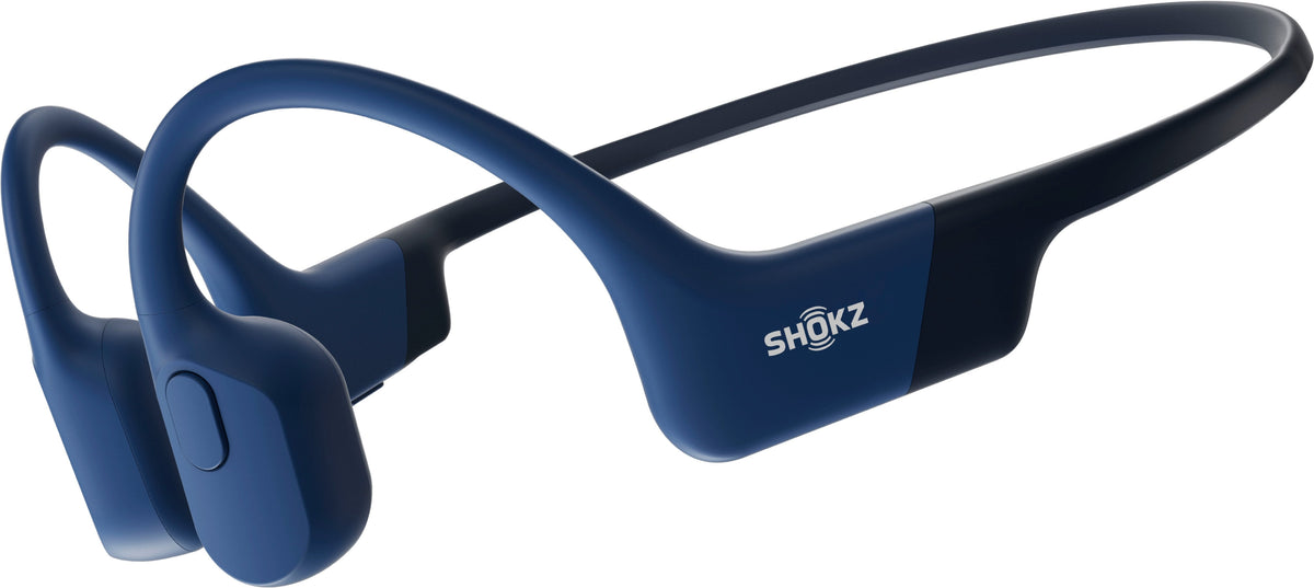 Shokz OpenRun bone conduction open-ear headphones in blue