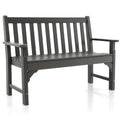 Grey all-weather HDPE 2-person outdoor garden bench with backrest