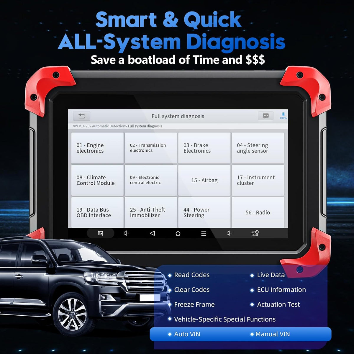 XTOOL D7 2026 Bidirectional OBD2 Scanner – ECU Coding, All-System Diagnostics, 36+ Resets, Key Programming