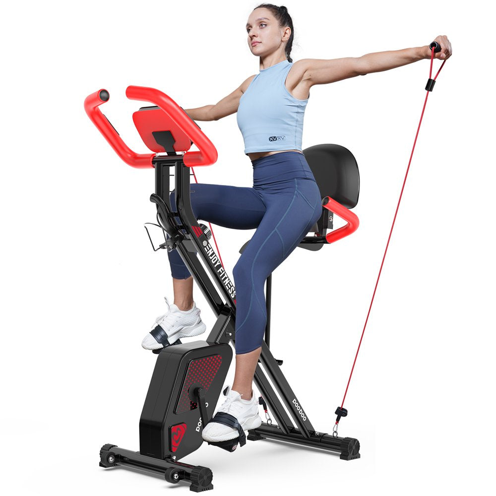 Pooboo 3-in-1 Foldable Magnetic Exercise Bike – Upright & Recumbent X-Bike, 8-Level Resistance, Pulse Sensor