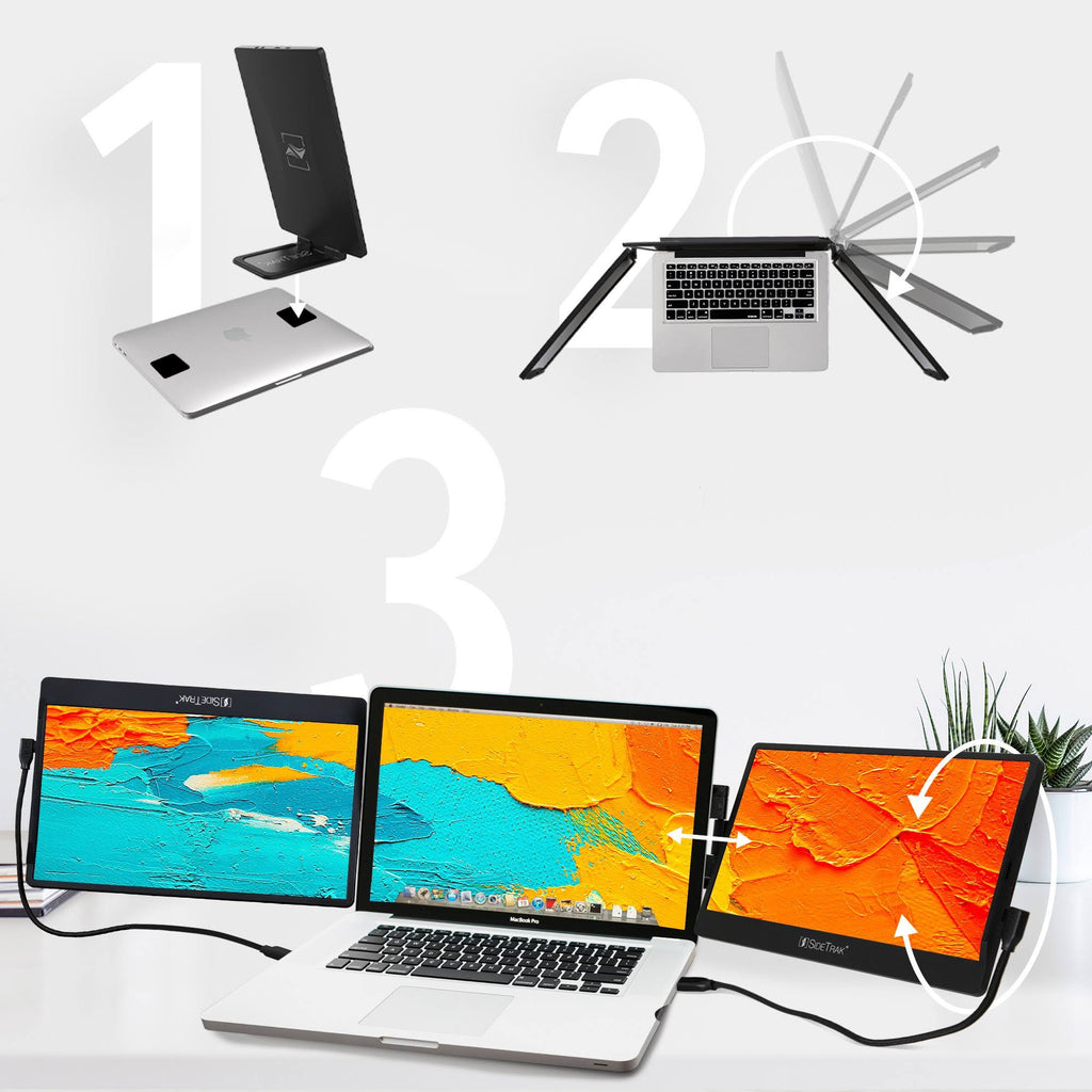 SideTrak Swivel Triple Portable 12.5" Monitor 2-Pack – Black, Laptop Screen Extender