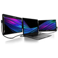 SideTrak Swivel black triple portable monitor attached to a laptop