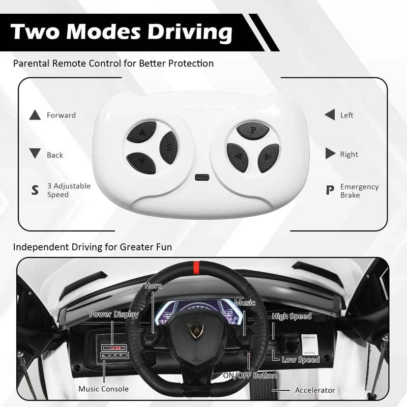 Licensed Lamborghini SVJ 12V Kids Ride-On Car – Electric Sports Car with Remote, Trunk, Music & LED Lights