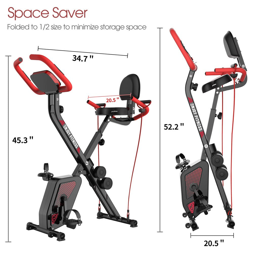 Pooboo 3-in-1 Foldable Magnetic Exercise Bike – Upright & Recumbent X-Bike, 8-Level Resistance, Pulse Sensor
