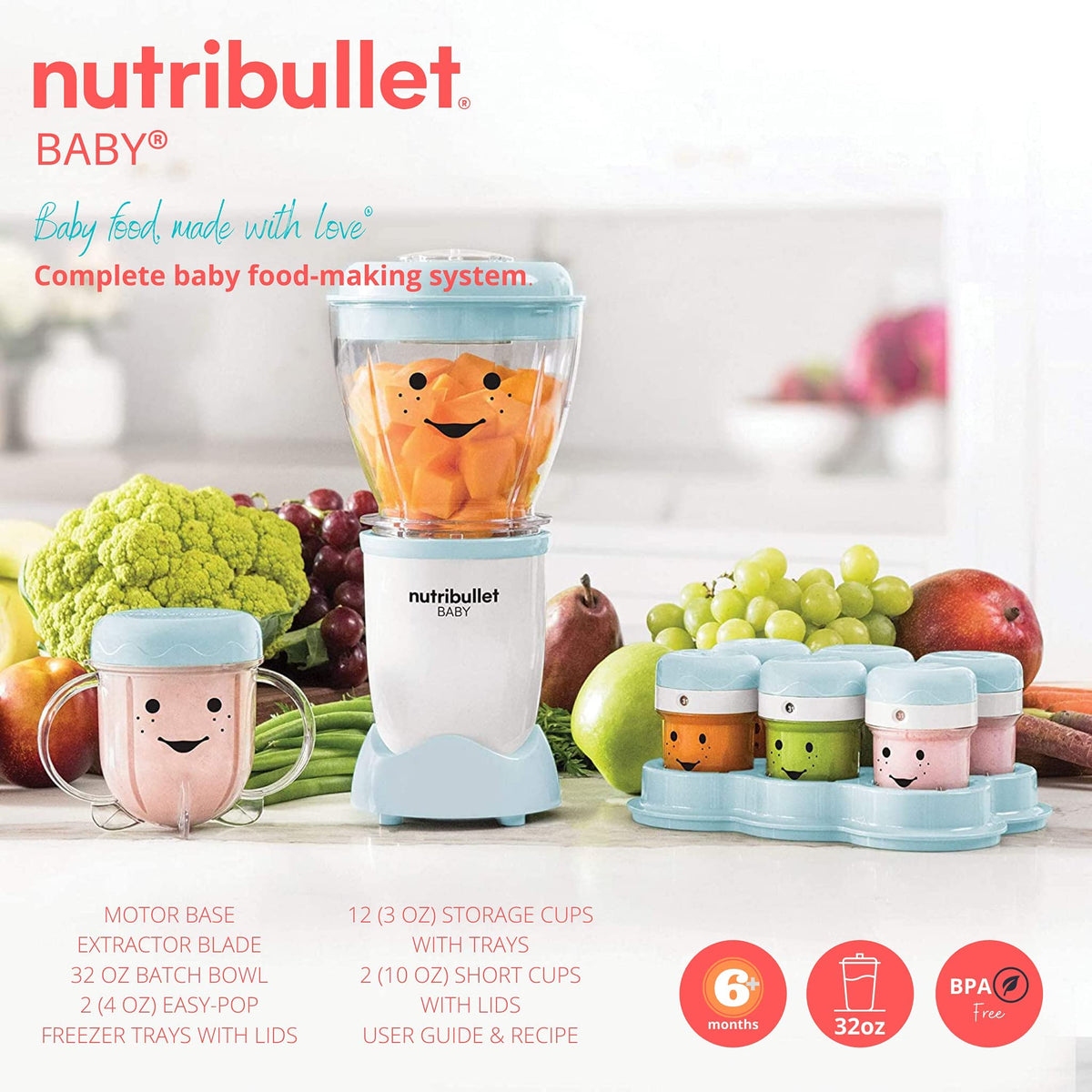 NutriBullet Baby Complete Food-Making System – Blender & Storage Set for Healthy Homemade Purees