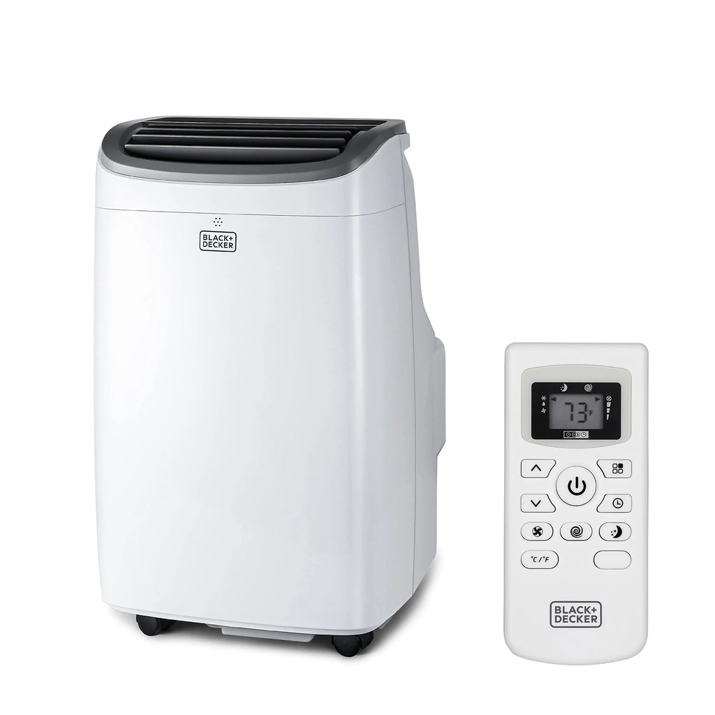 BLACK+DECKER 8000 BTU white portable air conditioner with window venting kit