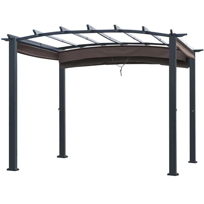 10 x 10 ft Heavy-Duty Steel Pergola with 3 Retractable Canopies – Outdoor Sun Shade for Deck, Garden & Patio