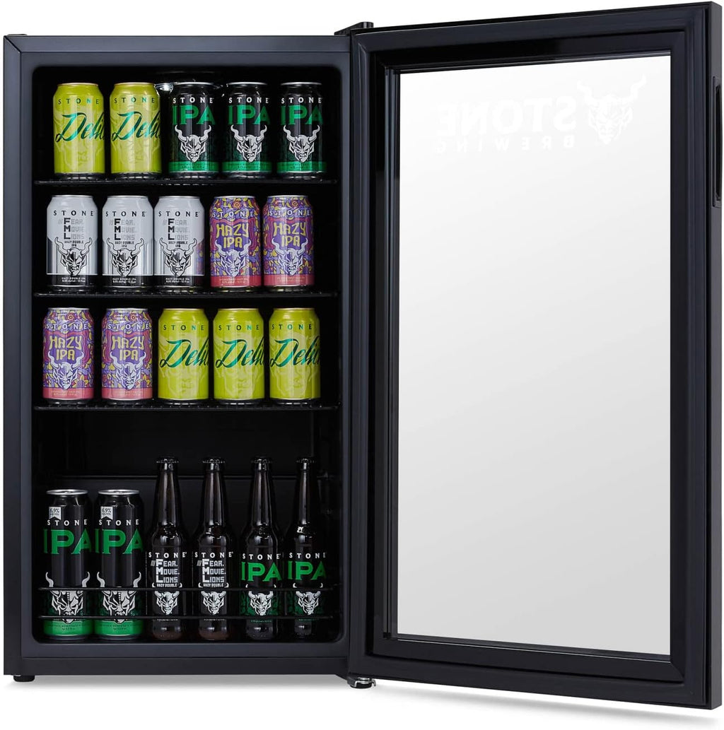 NewAir 126 Can Beverage Refrigerator – Freestanding Mini Fridge, Glass Door, LED, 7 Settings