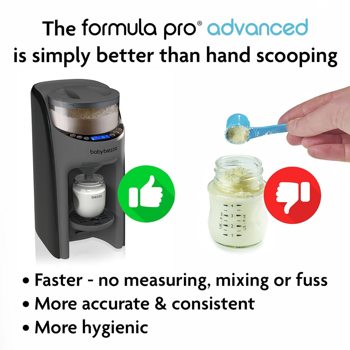 Baby Brezza Formula Pro Advanced Automatic Warm Formula Dispenser, BPA-Free, White