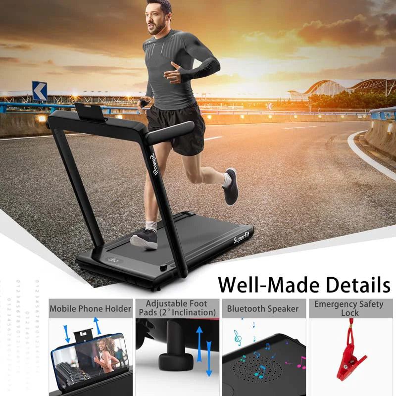 2-in-1 Folding Under Desk Treadmill – 2.25 HP, 0.6–7.5 mph, App, Speaker & Remote